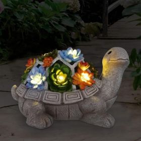 Solar Garden Outdoor Turtle Statue Succulent 7 LED Lights Lawn Decor Patio Yard Ornament Gift Mom Grandma