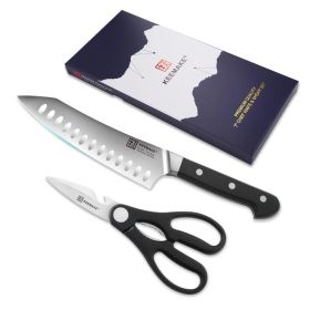 2-Piece Chef's Knife And Kitchen Shears Set  Stainless Steel Slicing Knife  Gift Set