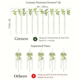 Ten-piece Set Of Simulated Wisteria Hanging Flowers, High-realistic Silk Wisteria Vines, Fake Flower Strings, Wedding Home Wall Ceiling Party Decorati
