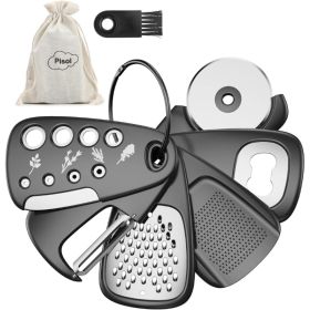 6-Piece Space-Saving Kitchen Gadget Set - Compact Multi-Tool Set With Cheese Grater, Peeler, Pizza Cutter, Bottle Opener Garlic Grinder & Herb Strippe
