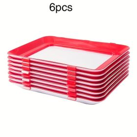 Disposable Red Plastic Food Tray Thickened Rectangular Serving Tray Waterproof And Oil-Resistant Suitable For Fruit, Vegetables, Meat, Supermarket Pac (Option: 6 pcs)