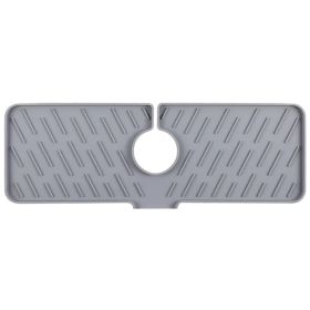 Silicone Faucet Mat Kitchen Sink Splash Guard Drain Mat Drying Pad (Option: Grey)